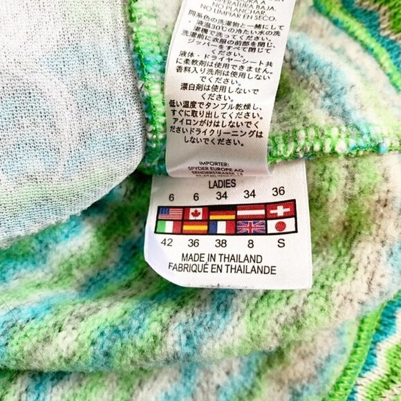 Spyder quarter zip green blue horizontal striped long sleeve‎ pullover mock neck - Picture 7 of 11